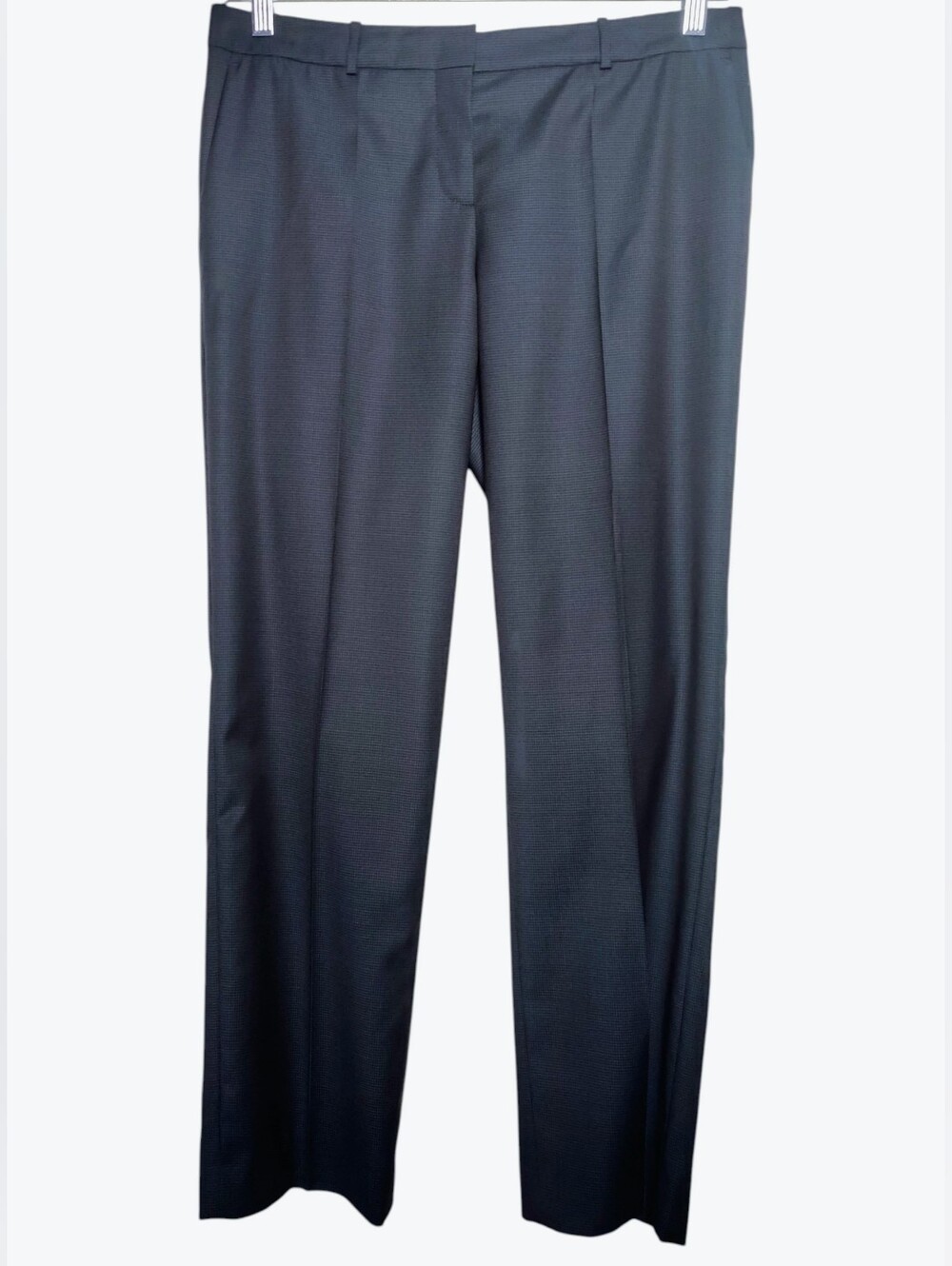 HUGO BOSS "Tamea13" Virgin Wool Pants Sz 6 Straight Leg Blue Black Check
